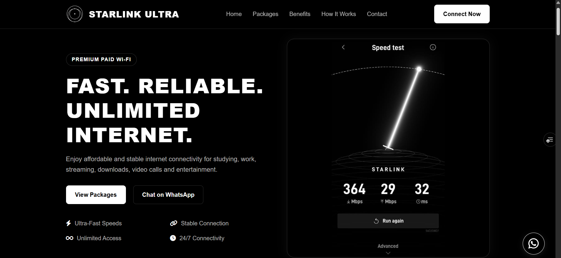 Starlink Ultra WiFi System dashboard